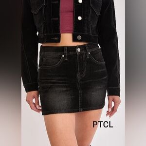 PTCL Aria Flocket Velvet Denim Mini Skirt